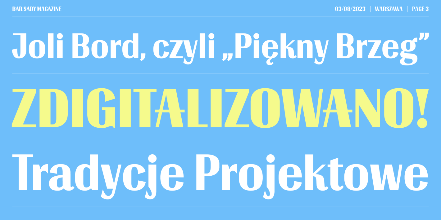 Przykład czcionki BAR SADY Variable